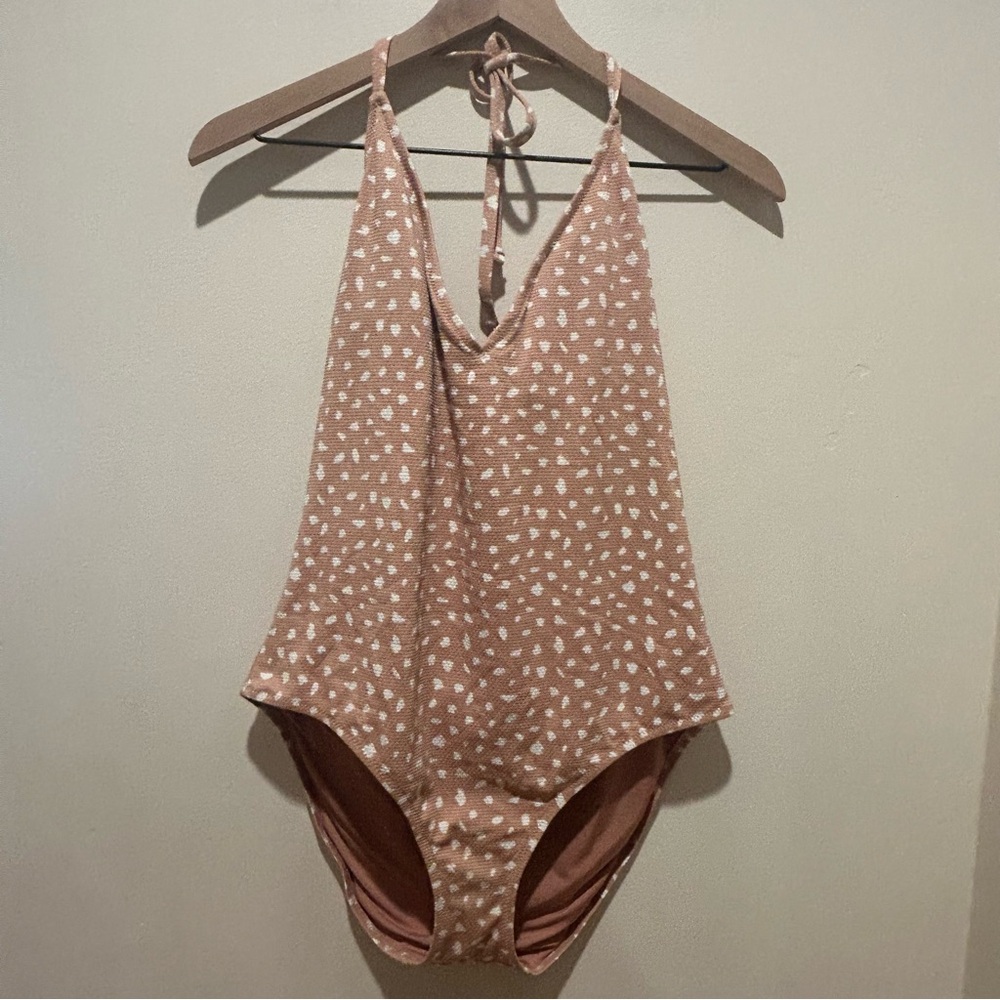 Aerie Tan and White One Piece Swimsuit